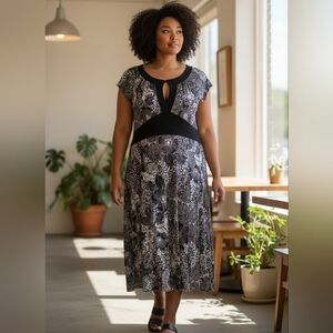 Torrid Y2K Black and White Floral Midi Dress